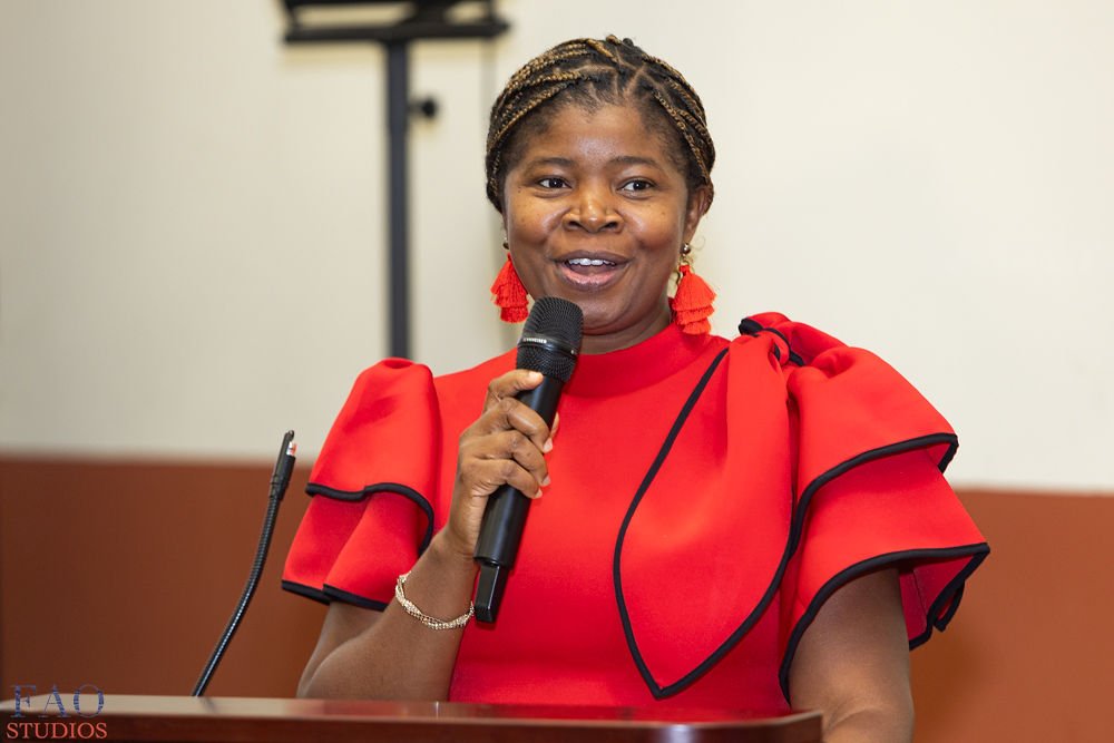 Olajumoke Michael speaking at podium